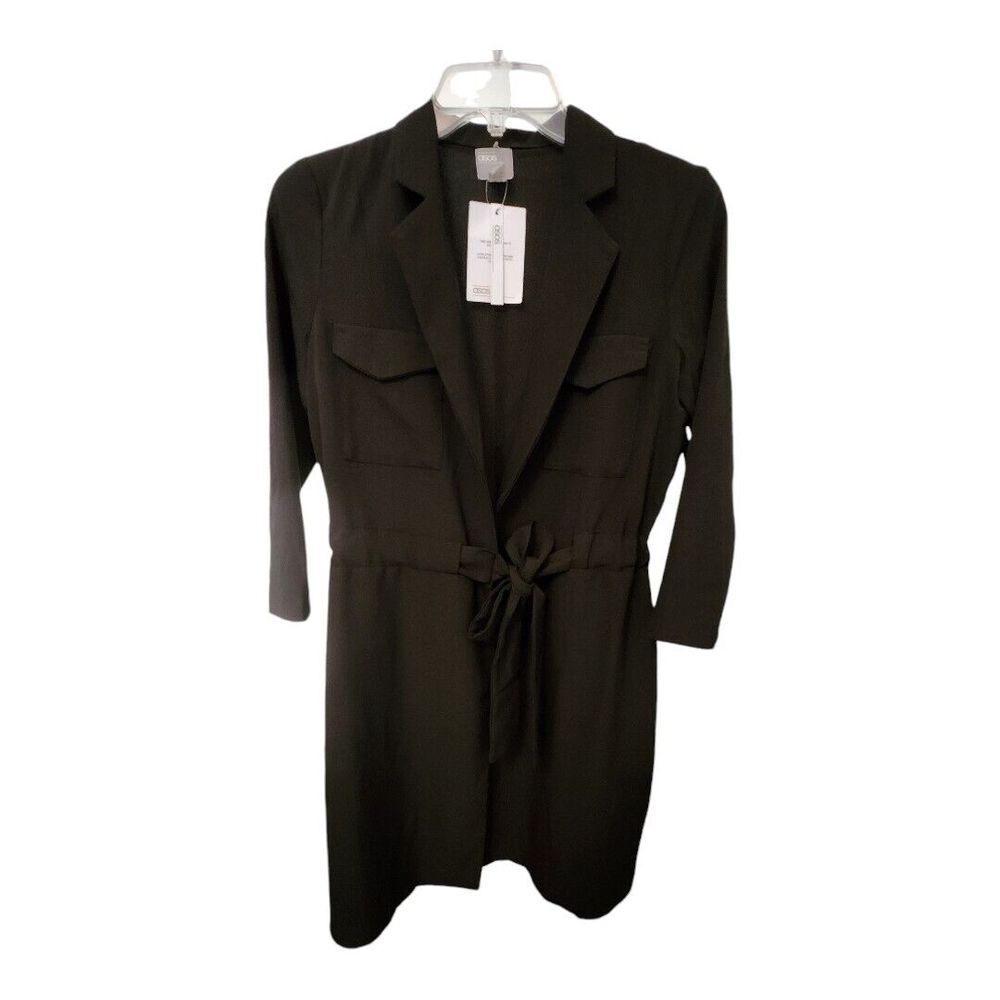 NWT asos design Wrap Mini Dress Womens Size 4‎ Black Cocktail Pockets LBD